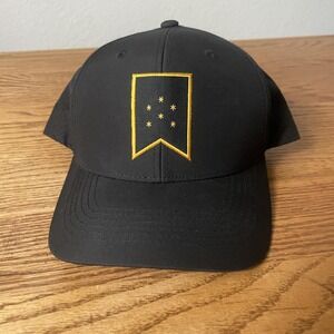 The Charge Hat Cap Snap Back Black Gold Embroidered Perforated Mesh Mens Golf